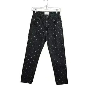 Current Elliott Jeans Womens 26 Black The Vintage Cropped Hem Polka Dot
